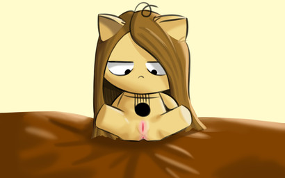 anus bed brown_hair chibi female furniture genitals hair solo vulva olihai acoustic_guitar_(olihai) humanoid 16:10 hi_res widescreen