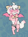 anthro blush bow_ribbon clothing fangs frilly frilly_clothing frilly_panties frilly_underwear fur male panties pink_body pink_fur solo teeth underwear white_body white_fur wings young young_male catboyjail domestic_ferret mammal mustelid musteline true_musteline weasel hi_res