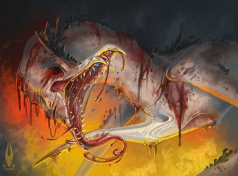 angry beak black_body black_feathers blood blood_in_mouth blood_on_eye blood_on_face bodily_fluids eyeless feathers feral hell open_beak open_mouth pink_body red_tongue saliva saliva_on_tongue solo teeth teratophilia tongue tongue_out white_beak wound_on_face wound_on_neck wounded firael mythology demon_bird_(firael) avian avian_demon bird bird_demon demon monster mythological_creature absurd_res hi_res