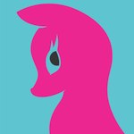 blue_background eyelashes female feral logo looking_back minimalist pink_body simple_background solo dragonlordfluffyxd canid canine fox mammal 1:1