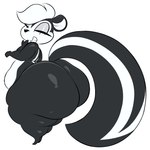 2023 anthro arizonathevixen big_butt biped butt digital_media_(artwork) glistening_eyelids hi_res huge_butt hyper hyper_butt looking_at_viewer looney_tunes male mammal mephitid nude pepe_le_pew rear_view simple_background skunk smile solo striped_skunk thick_thighs warner_brothers wide_hips