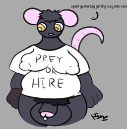 anthro balls big_balls big_balls_small_penis bodily_fluids bottomless bottomless_gynomorph bottomless_intersex clothed clothing cum disproportionate_genitalia embarrassed genital_fluids genitals gynomorph head_tuft humor intersex leaking_cum nipple_outline obese overweight penis prosthetic prosthetic_hand pubes shirt shirt_only small_penis solo text topwear topwear_only tuft ishitmypants iris_(ishitmypants) mammal murid murine rat rodent english_text flat_colors sketch trans_(lore) trans_woman_(lore)
