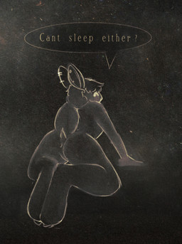 ambiguous_gender anthro looking_at_viewer looking_back looking_back_at_viewer null null_with_anus paws propositioning raised_tail solo speech_bubble tail text cielvonaefenleoht ciel_(cielvonaefenleoht) hare lagomorph leporid mammal rabbit snowshoe_hare english_text hi_res sketch nonbinary_(lore)