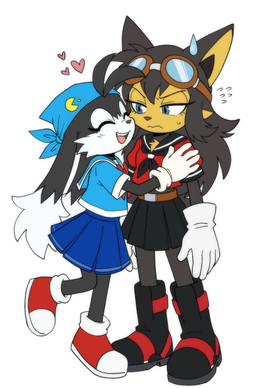 bodily_fluids boots clothing crossgender duo eyewear female footwear gender_transformation gloves goggles handwear headscarf long_ears male sailor_uniform shoes sweat sweatdrop symbol transformation uniform joffrobert bandai_namco klonoa_(series) pac-man_(series) guntz klonoa pac-man canid canine canis domestic_cat felid feline felis humanoid hybrid lagomorph leporid mammal rabbit wolf hi_res