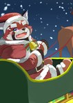 anthro christmas_clothing christmas_headwear clothing fur hat headgear headwear holidays male one_eye_closed red_body red_fur santa_hat sleigh snow solo wink young young_anthro 9dtq0 christmas lifewonders tokyo_afterschool_summoners zhurong_(tas) ailurid mammal red_panda absurd_res hi_res