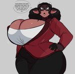 anthro big_breasts breasts clothing dialogue eyewear female glasses huge_breasts solo speech_bubble jwinkz summer_(jwinkz) bovid bovine cattle mammal