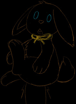 ambiguous_gender bestiality black_background blue_eyes bow_ribbon brown_body brown_fur buckteeth chest_tuft duo feral first_person_view floppy_ears fur human_pov male male_pov paw_on_thigh penetrating_pov penetration shocked simple_background teeth tuft plm40 human mammal sketch