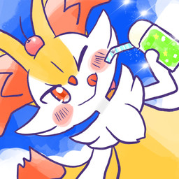 ambiguous_anthro ambiguous_gender anthro beverage biped blush blush_stickers cherry cherry_on_head closed_smile cloud dipstick_tail drinking_straw dutch_angle food food_on_head front_view fruit holding_beverage holding_object holding_soda licking licking_lips looking_at_viewer markings mouth_closed one_eye_closed outside plant shrimp_(food) sky smile soda solo tail tail_markings tongue tongue_out wink winking_at_viewer annyui0611 nintendo pokemon braixen canid generation_6_pokemon mammal pokemon_(species) 1:1 2024 bust_portrait digital_drawing_(artwork) digital_media_(artwork) hi_res japanese_description portrait translated_description