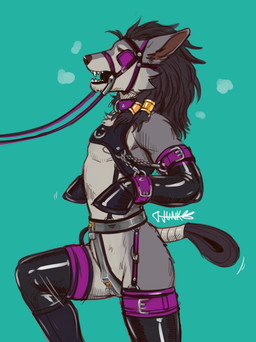 anthro armwear bdsm bit_gag black_latex blinders blue_background bondage_gear bondage_gloves bridle chastity_belt chastity_device clothing collar elbow_gloves eyewear gag gagged garter_straps gloves grey_body halter handwear harness harness_bit_gag harness_gag hoof_gloves latex latex_armwear latex_clothing latex_elbow_gloves latex_gloves latex_handwear latex_legwear latex_thigh_highs legwear male male_anthro open_mouth petplay ponyplay reins roleplay side_view simple_background solo submissive submissive_anthro submissive_male thigh_highs wearing_chastity_belt wearing_chastity_device junkieboi blizzard_entertainment warcraft khaliber canid mammal werecanid werecreature worgen hi_res