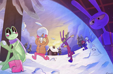 anthro blush boots cabin clothing clown coat doll evergreen_tree female footwear glistening_eyelids group hoodie jacket male overalls pine_tree plant rag_doll_(toy) running sad scarf shoes snow snowball snowman throwing_snowball topwear tree white_body white_skin minimanuke glitch_productions the_amazing_digital_circus jax_(tadc) kaufmo_(tadc) kinger_(tadc) ragatha_(tadc) ribbit_(tadc) amphibian animate_inanimate frog humanoid lagomorph leporid living_chess_piece living_doll mammal rabbit hi_res