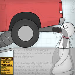 ambiguous_gender anal_fluids anal_juice_on_body anal_tube bathroom bestiality big_penis black_feces bodily_fluids calm car collar colored_feces dialogue duo eating_feces exhaust_pipe feces feces_in_ass feces_in_mouth feral forced genitals half-closed_eyes human_on_feral intersex intersex/male interspecies kneeling larger_feral living_toilet machine male mechanical_penis metal_penis narrowed_eyes open_mouth organs penis pink_collar pooping pooping_in_mouth public_restroom red_body restroom_stall saliva saliva_on_body saliva_on_tongue saliva_string scatplay shaking simple_background size_difference smelly smelly_feces sound_effects stomach swallowing text throbbing throbbing_penis toilet_slave toilet_use tongue tongue_out trembling unusual_feces vehicle warning_sign white_body x-ray_view akuzli_bread ford dire_car dire_machine dire_vehicle human living_car living_machine living_vehicle mammal 1:1 english_text hi_res shaded signature simple_shading