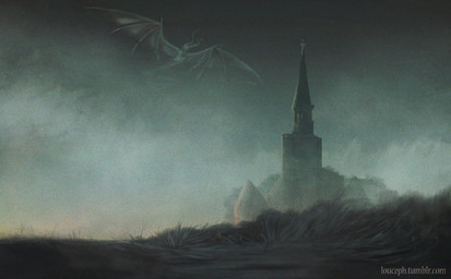 ambiguous_gender building church cross dirt face_tentacles feral field flying fog gothic_architecture grass membrane_(anatomy) membranous_wings outside plant scenery sky solo tentacles text tower winged_arms wings louceph european_mythology german_mythology mythology cryptid monster snallygaster 2019 digital_media_(artwork) digital_painting_(artwork) hi_res painting_(artwork) url