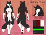 anthro black_body black_flesh black_fur black_hair black_pawpads breasts claws female fur fur_markings green_eyes hair long_hair looking_at_viewer markings medium_breasts multiple_angles nude pawpads plantigrade red_body red_fur solo white_body white_fur cedarwolf felicity_longis canid canine fox mammal model_sheet