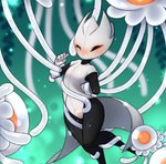 black_arms black_body black_eyes black_legs black_skin blush bodily_fluids bound cape clothed clothing featureless_feet feet female group horn one_eye_closed solo sweat sweatdrop tentacles white_clothing white_tentacles yuki_akamura hollow_knight team_cherry fan_character arthropod ooma_(hollow_knight) uoma_(hollow_knight) 2021 digital_media_(artwork)