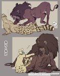 anthro group male male/male size_difference text ryo_sumiyoshi dahabu_(ryo_sumiyoshi) muvaraka_(ryo_sumiyoshi) ugari_(ryo_sumiyoshi) wembe_(ryo_sumiyoshi) felid felid_taur leopard leopard_taur lion lion_taur mammal mammal_taur paleo_(species) pantherine pantherine_taur raika_(species) taur absurd_res hi_res japanese_text