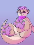 4_toes anthro feet foot_focus glowstick hair hindpaw kerchief looking_at_viewer male nude pawpads paws piercing pink_hair plantigrade presenting smile smirk soles solo spread_toes toes armus_(artist) skarrfox mammal mustelid otter absurd_res hi_res