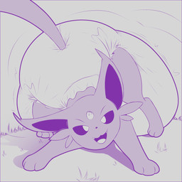 ambiguous_gender ass_up bedroom_eyes big_diaper bottomwear butt clothing diaper excessive_feces feces feral front_view hyper hyper_feces hyper_soiling looking_at_viewer narrowed_eyes open_mouth pounce_pose scatplay seductive shaking_butt soiling solo underwear white_diaper splatinkle nintendo pokemon eeveelution espeon generation_2_pokemon pokemon_(species) 1:1 hi_res