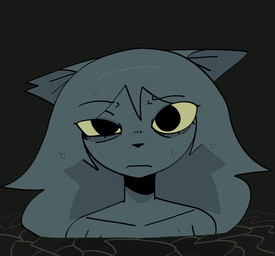 anthro blue_body blue_hair collarbone eye_through_hair eyebrow_through_hair eyebrows eyelashes female hair mouth_closed notched_ear simple_background solo translucent translucent_hair wet wet_hair xarop77 catwitch_(xarop77) domestic_cat felid feline felis mammal 2025 digital_drawing_(artwork) digital_media_(artwork) hi_res