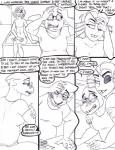 alphys anthro barefoot bodily_fluids claws clothed clothing comic dialogue english_text eyewear feet female glasses hi_res marine nude scalie simple_background tears text undertaild undertale undertale_(series) undyne