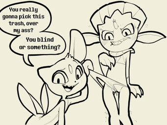 annoyed anthro bikini bikini_bottom bikini_pull bikini_top bodily_fluids clothed clothing clothing_pull dialogue duo female flat_chested genital_fluids genitals looking_at_viewer pussy_floss speech_bubble swimwear swimwear_pull talking_to_viewer text two-piece_swimsuit vaginal_fluids vulva itsunknownanon nintendo pokemon generation_2_pokemon generation_4_pokemon pokemon_(species) sneasel weavile 2019 4:3 black_and_white english_text monochrome sketch