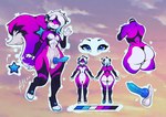 :3 abs animal_genitalia animal_penis anthro arched_back areola athletic athletic_anthro athletic_male balls bangs big_tail black_markings blue_areola blue_eyes blue_penis blush butt canine_genitalia canine_penis casual_nudity color_swatch curvy_figure dipstick_tail eyeliner femboy fluffy fluffy_tail front_view fur fur_markings genitals gesture gloves_(marking) hair happy hourglass_figure huge_tail knot knotted_penis leg_markings looking_at_viewer makeup male male_anthro markings mouth_closed multiple_angles navel nude_anthro nude_male paws penis pose purple_body purple_fur rear_view short_hair simple_background sky sky_background small_waist socks_(marking) solo standing star star_(marking) striped_body striped_fur striped_markings stripes tail tail_markings thick_thighs vein veiny_penis waving waving_at_viewer white_hair wide_hipped_anthro wide_hipped_male wide_hips a1tar mammal rodent sciurid tree_squirrel digital_media_(artwork) model_sheet