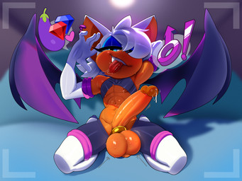abs anthro athletic athletic_male balls bat_wings big_balls big_penis blue_eyes bodily_fluids clothed clothing crossgender drooling erection eyeshadow femboy ftm_crossgender genital_fluids genitals gloves hair hair_over_eye handwear huge_balls huge_penis kneeling looking_at_viewer makeup male membrane_(anatomy) membranous_wings naughty_face penis precum precum_string saliva smile smiling_at_viewer solo sweaty_abs tongue tongue_out white_hair wings theboogie sega sonic_the_hedgehog_(series) rogue_the_bat_(nikkikaji) rouge_the_bat bat mammal absurd_res hi_res