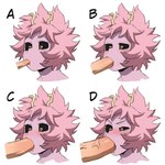 big_penis black_sclera blush bodily_fluids fellatio female genitals hair horn male male/female oral penile penis pink_body pink_hair pink_skin sex simple_background small_penis solo tears variations white_background shoganight my_hero_academia ashido_mina horned_humanoid human humanoid mammal 1:1 hi_res