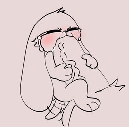 anthro big_penis blush bodily_fluids extreme_size_difference genitals huge_penis hugging_penis hyper hyper_genitalia hyper_penis male male/male oral oral_penetration penetration penis shallow_penetration size_difference tail tail_motion tailwag tears crazymazies chikn_nuggit chikn_nuggit_(chikn_nuggit) canid canine mammal hi_res