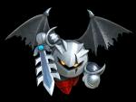 ambiguous_gender armor melee_weapon not_furry seven-branched_sword simple_background solo sword transparent_background weapon wings unknown_artist kirby_(series) nintendo dark_meta_knight waddling_head alpha_channel official_art