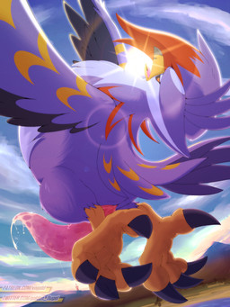 animal_genitalia animal_penis avian_butt avian_feet beak big_penis bodily_fluids claws cloaca cloacal_penis cum erection feathered_wings feathers feet feral flying foot_focus genital_fluids genitals leaking_cum light looking_at_viewer looking_back male open_mouth penis precum sky skyscape solo sunlight tail tail_feathers talons tapering_penis toe_claws toes tongue wet wet_penis wings vogold nintendo pokemon avian bird mega_evolution mega_staraptor pokemon_(species) 3:4 digital_media_(artwork) hi_res shaded