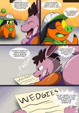 clothing dialogue duo feral hat headgear headwear kerchief male male/male neckerchief neckwear orange_body pink_body tail text underwear tepigfan101 nintendo pokemon axel_the_tepig generation_5_pokemon pokemon_(species) tepig absurd_res comic english_text hi_res