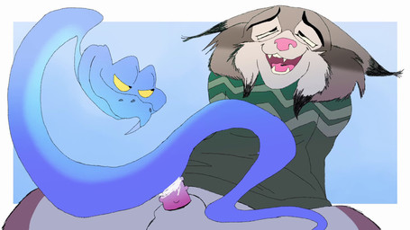 anal anal_penetration animal_genitalia animal_penis anthro bodily_fluids clothed clothing cum cum_inside duo feline_genitalia feline_penis feral genital_fluids genitals looking_pleasured male male/male open_mouth penetration penis sex spread_legs spreading sound_warning squidball disney fantasy_life level-5 zootopia gary_de'snake pawbert_lynxley felid feline lynx mammal reptile scalie snake 16:9 animated hi_res short_playtime sound webm widescreen