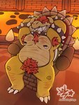 anthro armpit_hair belly_hair body_hair bracelet chair chest_hair collar furniture horn jewelry lava leg_hair male musclegut muscular navel nipple_piercing nipples null piercing pubes sharp_teeth sitting smile solo spiked_bracelet spiked_collar spikes teeth throne justwatchingthings mario_bros nintendo bowser koopa scalie absurd_res full-length_portrait hi_res portrait