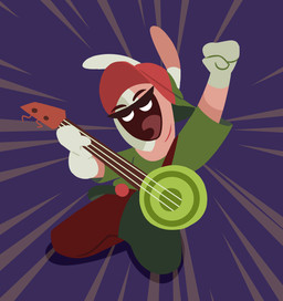 anthro banjo_(instrument) bent_legs black_facial_hair black_mustache buckteeth button_(fastener) clothed clothed_anthro clothed_male clothing eyes_closed facial_hair fist fully_clothed fully_clothed_anthro fully_clothed_male fur fusion gesture green_body green_clothing green_fur green_overalls green_shirt green_topwear hand_gesture kneeling light long_ears male male_anthro mitten_hands motion_lines multicolored_body multicolored_fur musical_instrument mustache noseless overalls pink_body pink_fur playing_banjo playing_music plucked_string_instrument pointing purple_background raised_fist raised_hand red_clothing red_overalls red_tongue shirt simple_background solo string_instrument teeth tongue topwear two_tone_hat insert-thenewbl-here cartoon_network mario_bros mario_plus_rabbids_kingdom_battle nintendo raving_rabbids rayman_(series) steven_universe ubisoft rabbid_luigi rabbid_mario clay_(species) fan_species gem_(species) hybrid lagomorph mammal rabbid colored crossover digital_drawing_(artwork) digital_media_(artwork) english_description lighting lineless shaded