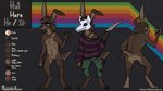 5_fingers anthro biped brown_body brown_fur brown_hair claws clothed clothing color_swatch countershade_fur countershade_tail countershade_torso countershading fingers fur hair holding_knife holding_object knife male mask paws scar solo tail text meldritchhorror hal_(werevixen) hare lagomorph leporid mammal 16:9 2023 english_text hi_res model_sheet widescreen