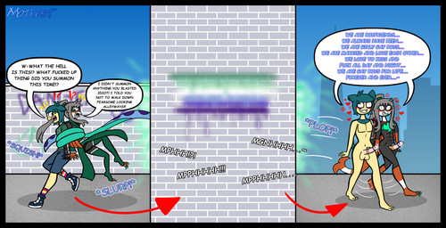 accessory anthro black_border bodily_fluids border cock_ring cum dialogue directional_arrow duo erection genital_fluids genitals graffiti graffiti_on_wall heart_symbol hypnosis jewelry lgbt_pride male marching mind_control nude nude_anthro orientation_play penis penis_accessory penis_jewelry plop pride_colors profanity sexuality_change smile sound_effects speech_bubble spiral tentacles text vincian_pride_colors mothost nintendo pokemon fezandipiti generation_2_pokemon generation_9_pokemon legendary_pokemon pokemon_(species) typhlosion 2025 comic english_text hi_res