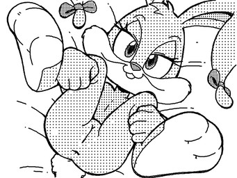3_toes 4_fingers anthro anus bedroom_eyes buckteeth butt countershade_face countershade_feet countershading ear_bow eyelashes feet female female_anthro fingers flat_chested floppy_ears genitals head_tuft humanoid_genitalia humanoid_vulva innie_vulva looking_at_viewer lying narrowed_eyes nude nude_anthro nude_female on_back presenting presenting_vulva seductive short_tail smile solo tail teeth toes triangle_nose tuft vulva young young_anthro young_female gaturo tiny_toon_adventures warner_brothers babs_bunny lagomorph leporid mammal rabbit 2025 4:3 digital_drawing_(artwork) digital_media_(artwork) monochrome