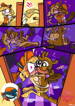 3_toes angry annoyed anthro areola blue_body blue_eyes blue_fur blush bodily_fluids braces breasts brown_body brown_eyes brown_fur buckteeth chef clothed clothed_anthro clothed_female clothing dark delivery_(commerce) delivery_employee duo embarrassed eyewear feet female female/female footsie freckles french_kissing fully_clothed fully_clothed_anthro fully_clothed_female fur genitals glasses hat headgear headwear holidays janitor kissing male nipples nude nude_anthro nude_female oral purple_eyes sex sharp_teeth spots storage_room sweat teeth toes tongue tongue_out tribadism undressing vaginal vulva work_uniform yellow_body yellow_fur theenfman pioneer's_pizza valentine's_day chazz_mccheetah grudge_labunny peppy_d'beaver beaver cheetah felid feline lagomorph leporid mammal rabbit rodent 2024 comic hi_res