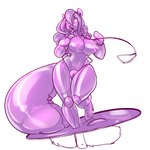 1:1 2017 animate_inanimate anthro big_breasts bose breasts canid canine collar female fox genitals hair handle handles_on_hips hi_res hoop inflatable latex leash living_inflatable long_hair mammal nipples nude open_mouth pussy ring simple_background solo surprise transformation transformation_ring white_background wide_hips