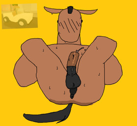 animal_genitalia animal_penis anthro balls blush blush_lines bodily_fluids brown_body brown_fur butt car ears_down equine_genitalia equine_penis fur genital_fluids genitals highlights_(coloring) looking_at_viewer male penis pivoted_ears precum pupils simple_background solo sweat sweatdrop sweaty_butt sweaty_genitalia tail vehicle yellow_background toastedeh dead_rails_(roblox) jujutsu_shenanigans roblox big_tim equid equine mammal shaded simple_shading