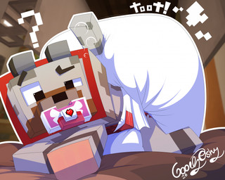 ambiguous_gender bodily_noises clean_diaper clothed clothing diaper fart feral object_in_mouth pacifier pacifier_in_mouth solo tail wearing_diaper goodyoshy microsoft minecraft mojang xbox_game_studios canid canine canis domestic_dog mammal digital_media_(artwork) hi_res