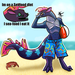 anthro ball beach beach_ball big_tail clothing eyewear humor inflatable joke male sand solo sunglasses swimming_trunks swimwear tail whiskers awesomechipz kippers_(mahtigwess) aquatic arthropod crab crustacean decapod eel fish malacostracan massiu 1:1 meme