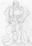 4_toes abs anthro biceps big_bulge bulge clothing clothing_pull digitigrade feet fur growth hyper male muscular muscular_anthro muscular_male nipples pecs quads simple_background solo tail toes underwear underwear_pull white_background winterpaw78 darkmist felid mammal pantherine monochrome