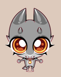 anthro big_eyes chibi collar female front_view grey_body grey_scales high-angle_view horn looking_at_viewer looking_up scales silly solo standing tail tongue tongue_out bigmoon206 kuki kobold scalie 4:5 hi_res