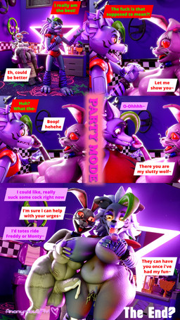 anthro balls belly big_breasts bimbofication bodily_fluids bottomwear breast_expansion breast_grab breast_growth breasts buckteeth clothed clothing comic_panel cum dialogue dripping duo ear_piercing erection expansion female genital_fluids genitals growth hair hand_on_breast herm huge_breasts humanoid_genitalia intersex intersex/female legwear lips machine mind_break nipples nude on_model open_mouth penis piercing profanity puffy_nipples smile tail teeth text thick_lips thick_thighs thigh_expansion thigh_highs topwear transformation vaginal_fluids wide_hips anonymousfm duranomates_(modeler) spiderjunior10_(modeler) five_nights_at_freddy's five_nights_at_freddy's:_security_breach scott_cawthon scottgames steel_wool_studios roxanne_wolf vanny_(fnaf) animatronic canid canine canis lagomorph leporid mammal rabbit robot wolf 3d_(artwork) 4k 9:16 absurd_res comic digital_media_(artwork) english_text hi_res