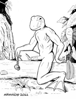 anthro bdsm claws cuffs_(object) erection feet finger_claws genitals glans horizontal_pupils leaf log looking_at_viewer male membrane_(anatomy) nubbed_penis nude penis plant pupils snout solo tapering_penis toes tree tree_trunk webbed_feet wide_feet wood mrminos amphibian frog 2011 hi_res monochrome signature