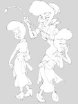 anthro apron clothing female footwear gem hat headgear headwear high_heels jewelry laugh necklace pearl_(gem) pearl_necklace shoes smile solo simon_7617118 darkwing_duck disney ducktales binkie_muddlefoot avian bird 3:4 hi_res monochrome