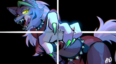 anthro bodily_fluids bottomwear breaking_the_fourth_wall breasts choker clothing collar crop_top dripping female hotpants jewelry leaning leaning_forward licking licking_lips lidded_eyes looking_at_viewer midriff necklace open_mouth reaching_out saliva saliva_drip saliva_string sharp_teeth shirt shorts solo spiked_choker spiked_collar spikes teeth tongue tongue_out topwear grape_gumgum five_nights_at_freddy's five_nights_at_freddy's:_security_breach scottgames steel_wool_studios roxanne_wolf canid canine canis mammal wolf 2024 digital_media_(artwork)