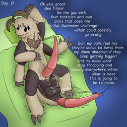 anthro balls big_balls big_penis bodily_fluids excessive_genital_fluids excessive_precum genital_fluids genitals long_penis male multi_arm multi_balls multi_genitalia multi_limb multi_penis penis precum solo sweat sweaty_balls sweaty_genitalia throbbing throbbing_penis mikey6193 no_nut_november flake_(mikey6193) arthropod insect lepidopteran moth hi_res meme