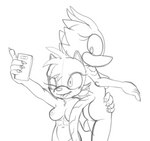 abs anthro athletic athletic_anthro athletic_female big_breasts blep breasts butt duo electronics female female/female looking_at_another looking_at_cellphone looking_at_object looking_at_partner looking_at_phone medium_breasts nude one_eye_closed phone selfie slim smile tongue tongue_out wink fourssss sega sonic_the_hedgehog_(series) ellie_the_wolf fan_character skitter_the_gecko canid canine canis gecko lizard mammal reptile scalie wolf monochrome sketch